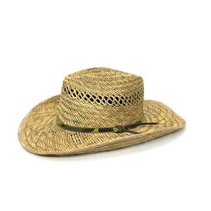 Twister Tan Straw Weave Pinched Teardrop Cowboy Hat With Camo Detail Size Large